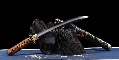Japanese Tanto Abrasive T10 Steel Clay Tempered Real Hamon Samurai Sword Full Tang