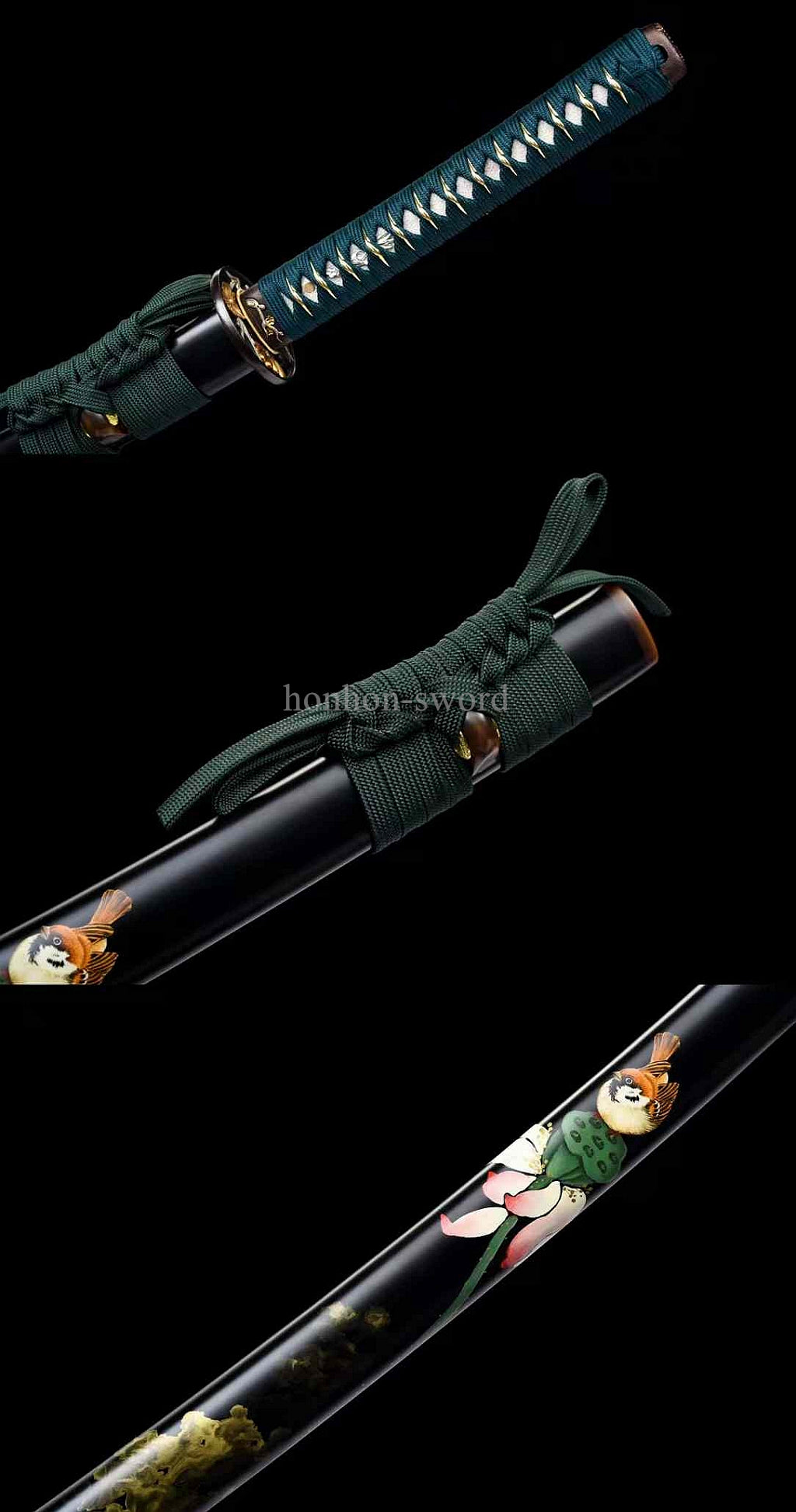 1095 Kohlenstoffstahl Katana Blaue Klinge Japanisches Samurai-Schwert Full Tang Schwarz 