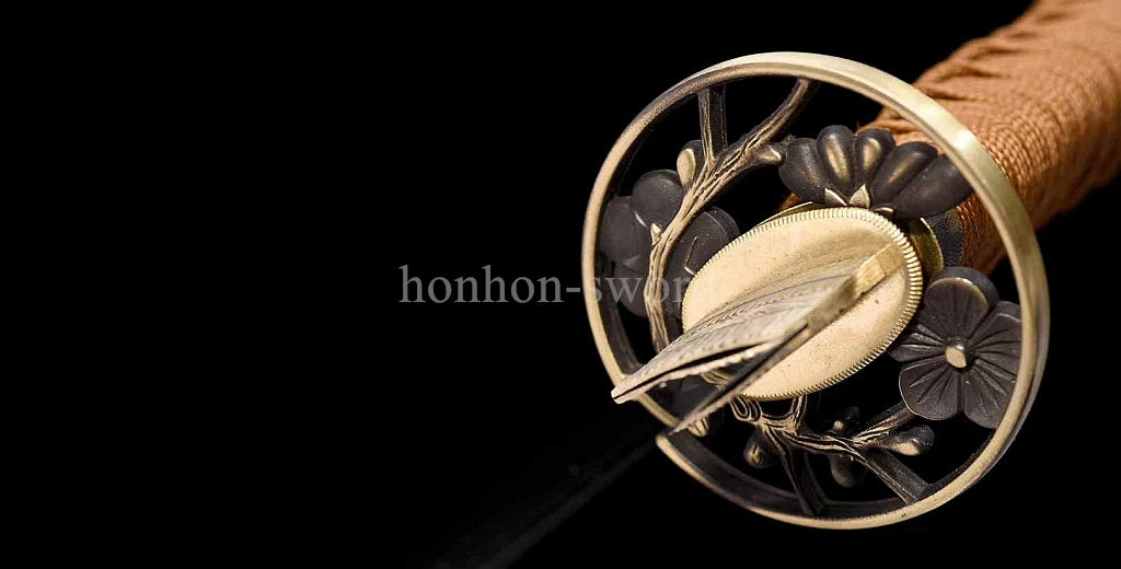 12'' T10 Steel Clay Tempered Japanese Tanto Mirror Blade Samurai Sword Brass Red