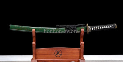 Katana à lame bleue en acier à haute teneur en carbone 1095, épée de samouraï japonais, épée complète noire 