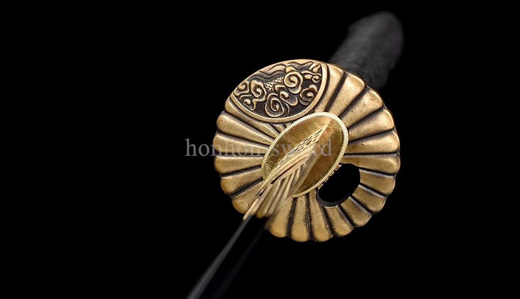 Katana à lame bleue en acier à haute teneur en carbone 1095, épée de samouraï japonais, épée complète noire 