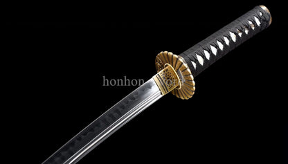 Katana à lame bleue en acier à haute teneur en carbone 1095, épée de samouraï japonais, épée complète noire 