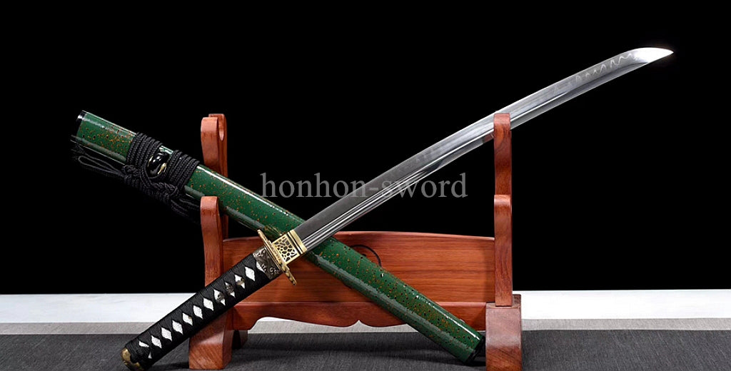 Katana à lame bleue en acier à haute teneur en carbone 1095, épée de samouraï japonais, épée complète noire 