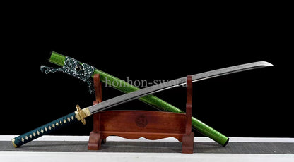 Katana à lame bleue en acier à haute teneur en carbone 1095, épée de samouraï japonais, épée complète noire 