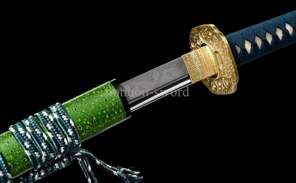 Katana à lame bleue en acier à haute teneur en carbone 1095, épée de samouraï japonais, épée complète noire 