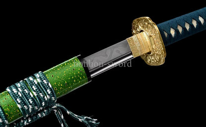 Katana à lame bleue en acier à haute teneur en carbone 1095, épée de samouraï japonais, épée complète noire 