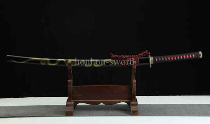 Katana à lame bleue en acier à haute teneur en carbone 1095, épée de samouraï japonais, épée complète noire 