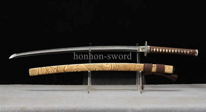 Katana à lame bleue en acier à haute teneur en carbone 1095, épée de samouraï japonais, épée complète noire 