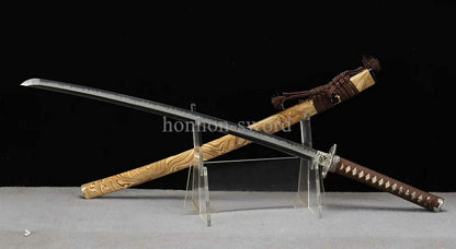 Katana à lame bleue en acier à haute teneur en carbone 1095, épée de samouraï japonais, épée complète noire 