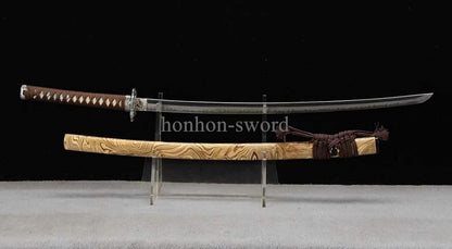 Katana à lame bleue en acier à haute teneur en carbone 1095, épée de samouraï japonais, épée complète noire 
