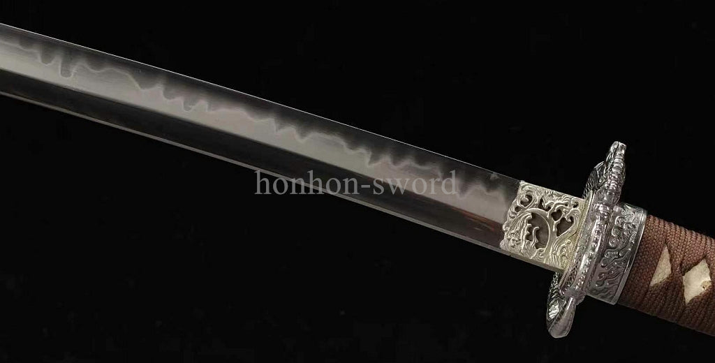 Katana à lame bleue en acier à haute teneur en carbone 1095, épée de samouraï japonais, épée complète noire 