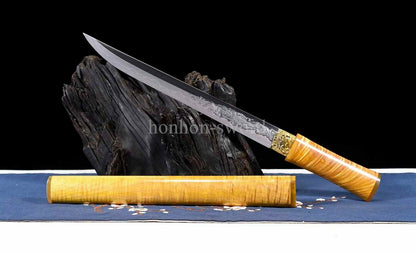 1095 Kohlenstoffstahl Katana Blaue Klinge Japanisches Samurai-Schwert Full Tang Schwarz 