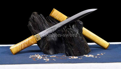 1095 Kohlenstoffstahl Katana Blaue Klinge Japanisches Samurai-Schwert Full Tang Schwarz 