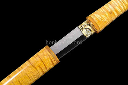 1095 Kohlenstoffstahl Katana Blaue Klinge Japanisches Samurai-Schwert Full Tang Schwarz 