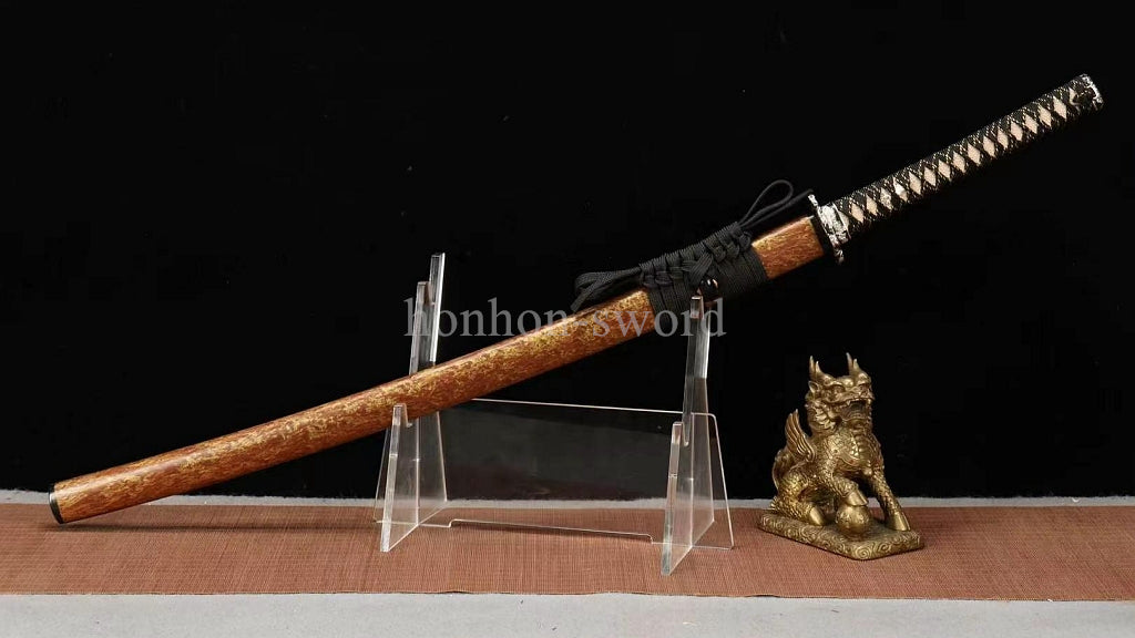 Katana à lame bleue en acier à haute teneur en carbone 1095, épée de samouraï japonais, épée complète noire 