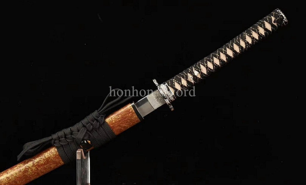 Katana à lame bleue en acier à haute teneur en carbone 1095, épée de samouraï japonais, épée complète noire 