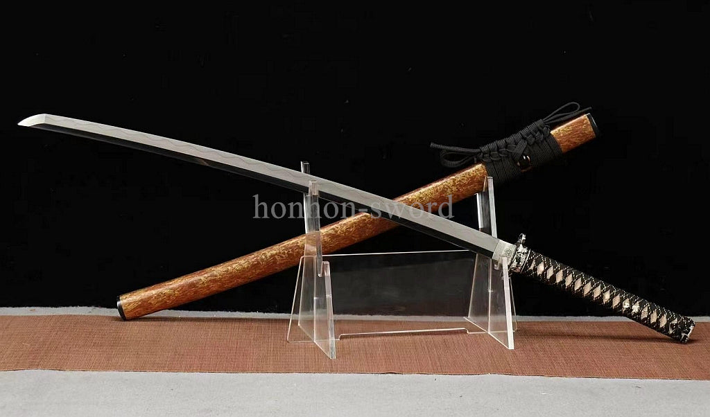 Katana à lame bleue en acier à haute teneur en carbone 1095, épée de samouraï japonais, épée complète noire 