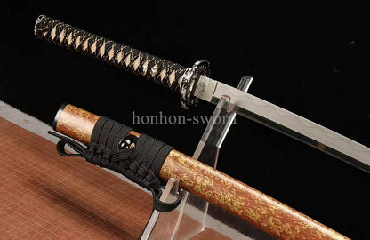 Katana à lame bleue en acier à haute teneur en carbone 1095, épée de samouraï japonais, épée complète noire 