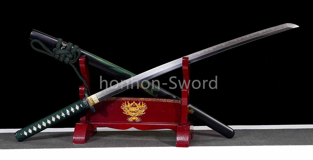 Katana à lame bleue en acier à haute teneur en carbone 1095, épée de samouraï japonais, épée complète noire 