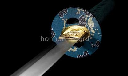 Katana à lame bleue en acier à haute teneur en carbone 1095, épée de samouraï japonais, épée complète noire 