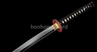 1095 Kohlenstoffstahl Katana Blaue Klinge Japanisches Samurai-Schwert Full Tang Schwarz 