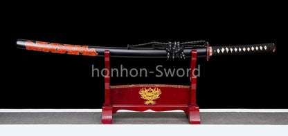 1095 Kohlenstoffstahl Katana Blaue Klinge Japanisches Samurai-Schwert Full Tang Schwarz 