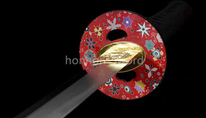 1095 Kohlenstoffstahl Katana Blaue Klinge Japanisches Samurai-Schwert Full Tang Schwarz 