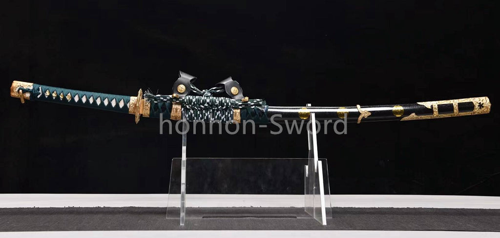 Katana à lame bleue en acier à haute teneur en carbone 1095, épée de samouraï japonais, épée complète noire 