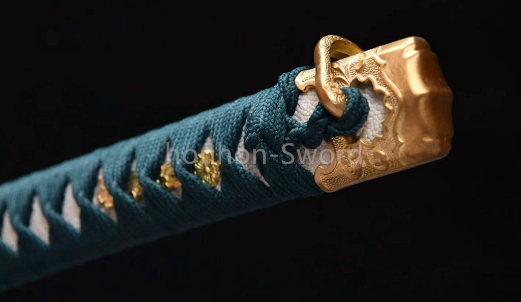 Katana à lame bleue en acier à haute teneur en carbone 1095, épée de samouraï japonais, épée complète noire 