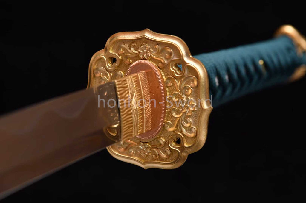 Katana à lame bleue en acier à haute teneur en carbone 1095, épée de samouraï japonais, épée complète noire 