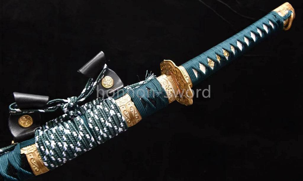Katana à lame bleue en acier à haute teneur en carbone 1095, épée de samouraï japonais, épée complète noire 