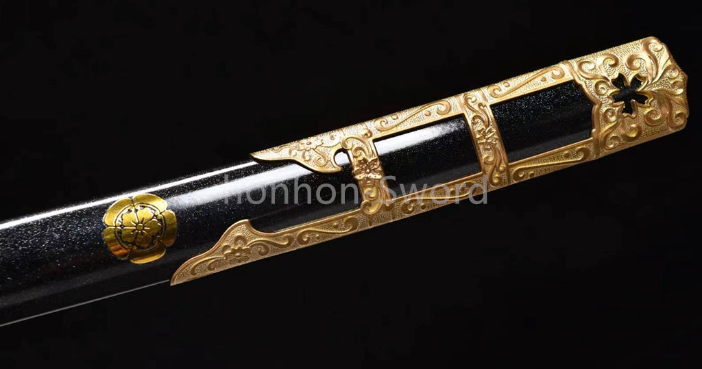 Katana à lame bleue en acier à haute teneur en carbone 1095, épée de samouraï japonais, épée complète noire 
