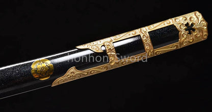 Katana à lame bleue en acier à haute teneur en carbone 1095, épée de samouraï japonais, épée complète noire 