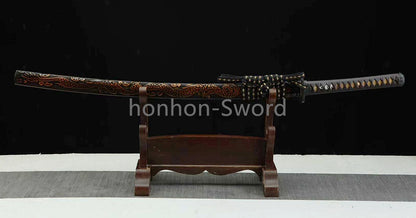 Katana à lame bleue en acier à haute teneur en carbone 1095, épée de samouraï japonais, épée complète noire 