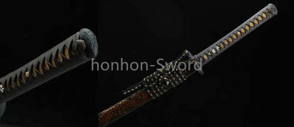 Katana à lame bleue en acier à haute teneur en carbone 1095, épée de samouraï japonais, épée complète noire 