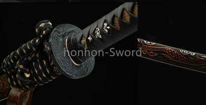 Katana à lame bleue en acier à haute teneur en carbone 1095, épée de samouraï japonais, épée complète noire 