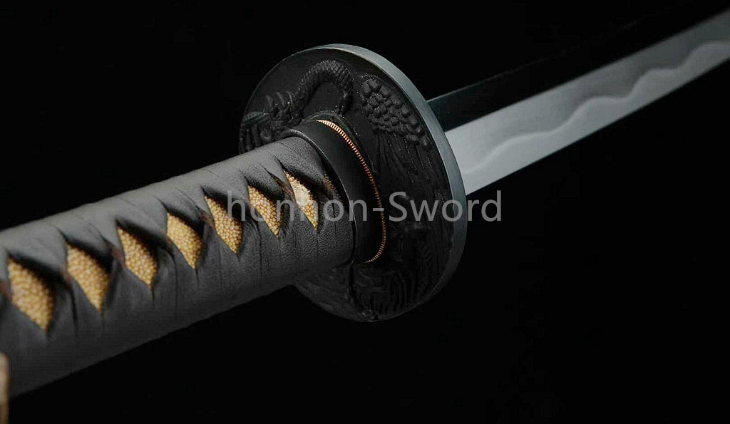 Katana à lame bleue en acier à haute teneur en carbone 1095, épée de samouraï japonais, épée complète noire 