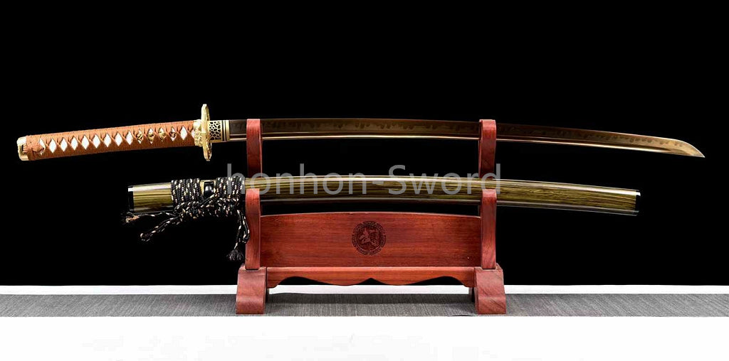 Katana à lame bleue en acier à haute teneur en carbone 1095, épée de samouraï japonais, épée complète noire 