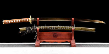 Katana à lame bleue en acier à haute teneur en carbone 1095, épée de samouraï japonais, épée complète noire 