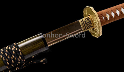 Katana à lame bleue en acier à haute teneur en carbone 1095, épée de samouraï japonais, épée complète noire 