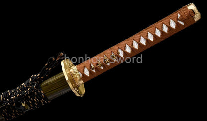 Katana à lame bleue en acier à haute teneur en carbone 1095, épée de samouraï japonais, épée complète noire 