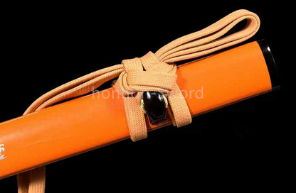 T10 Clay Tempered Japanese Tanto Orange Sword Sharp Abrasive Blade Full Tang