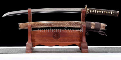 1095 Kohlenstoffstahl Katana Blaue Klinge Japanisches Samurai-Schwert Full Tang Schwarz 