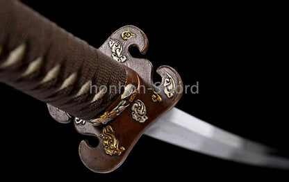 1095 Kohlenstoffstahl Katana Blaue Klinge Japanisches Samurai-Schwert Full Tang Schwarz 