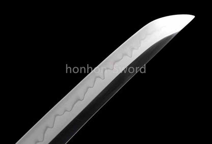 1095 Kohlenstoffstahl Katana Blaue Klinge Japanisches Samurai-Schwert Full Tang Schwarz 