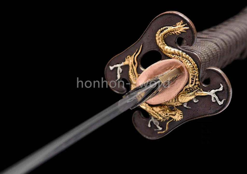 1095 Kohlenstoffstahl Katana Blaue Klinge Japanisches Samurai-Schwert Full Tang Schwarz 