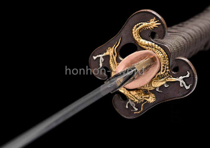 1095 Kohlenstoffstahl Katana Blaue Klinge Japanisches Samurai-Schwert Full Tang Schwarz 