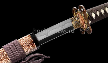 1095 Kohlenstoffstahl Katana Blaue Klinge Japanisches Samurai-Schwert Full Tang Schwarz 