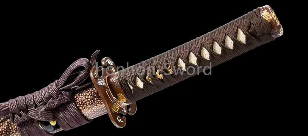 1095 Kohlenstoffstahl Katana Blaue Klinge Japanisches Samurai-Schwert Full Tang Schwarz 