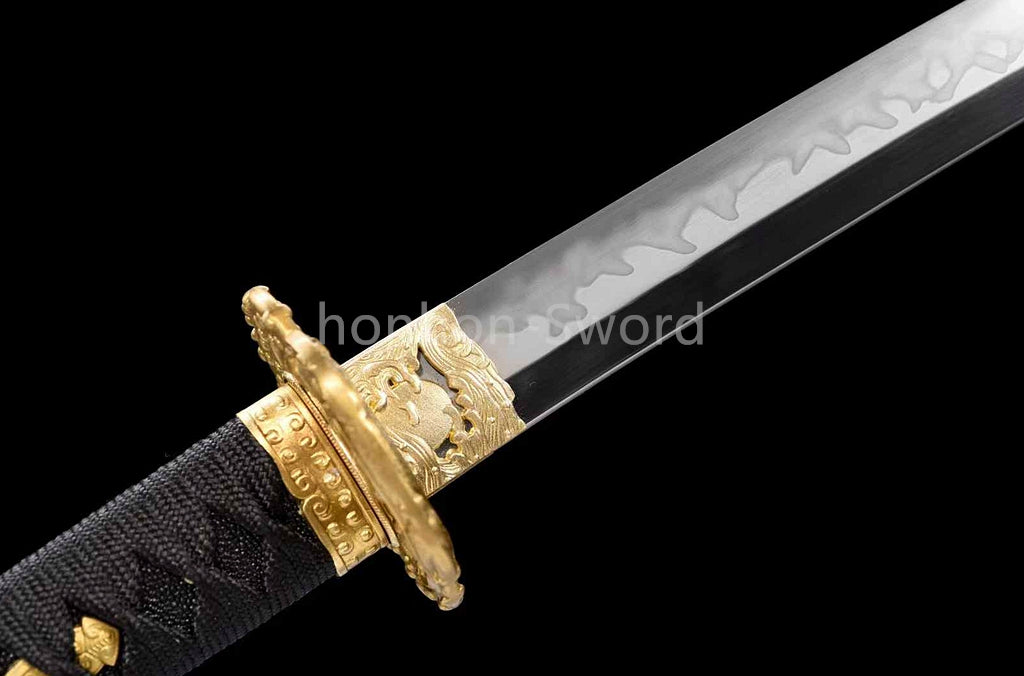 Hadori Polish T10 Clay Tempered Japanese Katana Samurai Sword Full Tang Blue